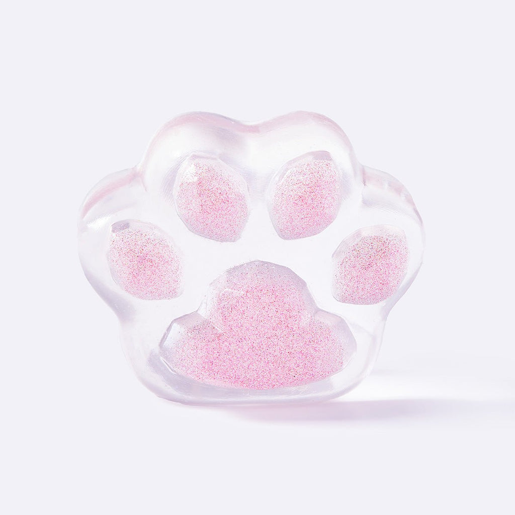 Clear Pink Glitter Cat Paw