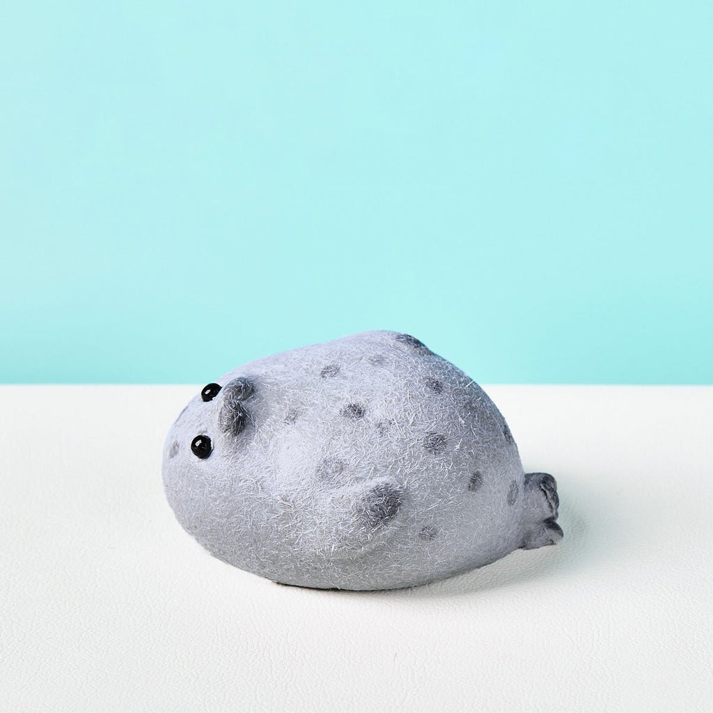 Flocked Cute Grey Seal with Dots Taba Squishy